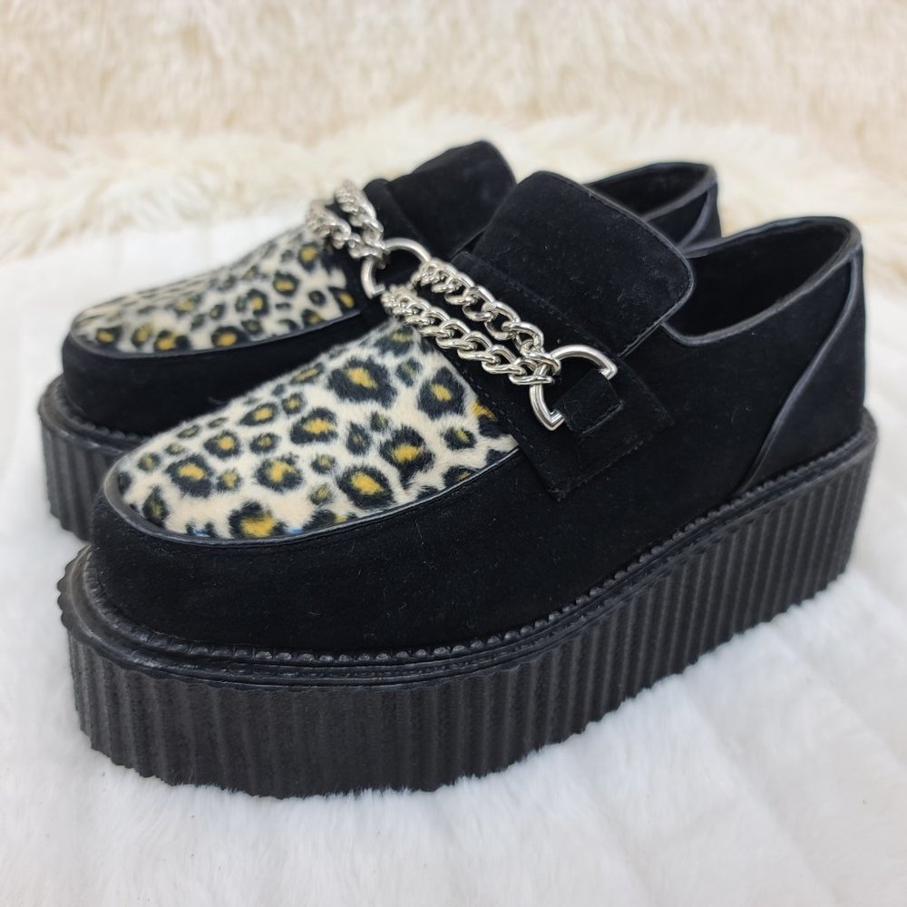 2 Inch Platform Creeper With Faux Leopard Fur